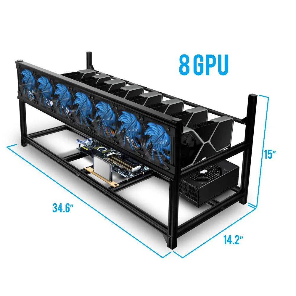 Bitcoin Miner Rig Case with 6 or 8 GPU Mining Stackable Frame