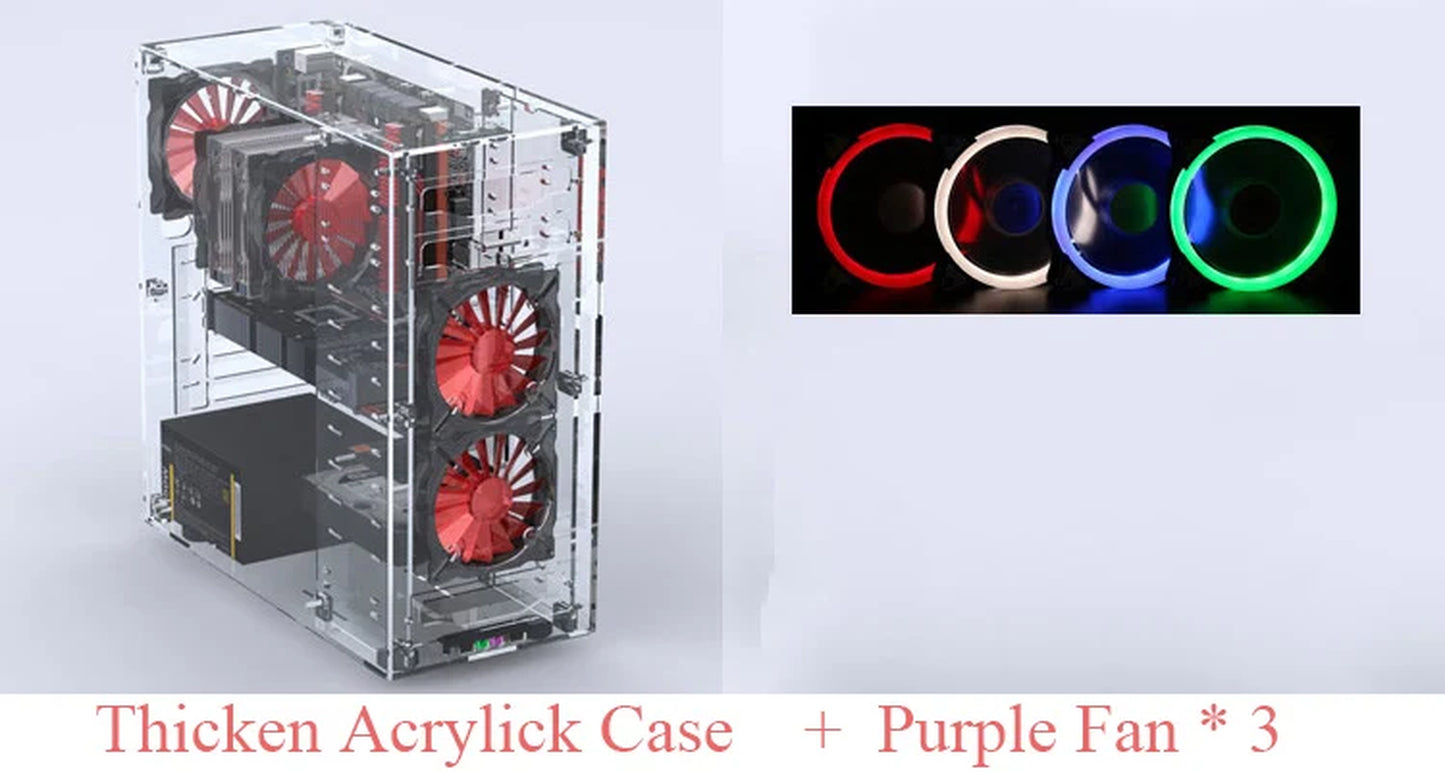 DIY Acrylic Computer Case Customized Full Transparent ATX Vertical Desktop Case Support MATX ITX Motherboard with USB3.0 Port