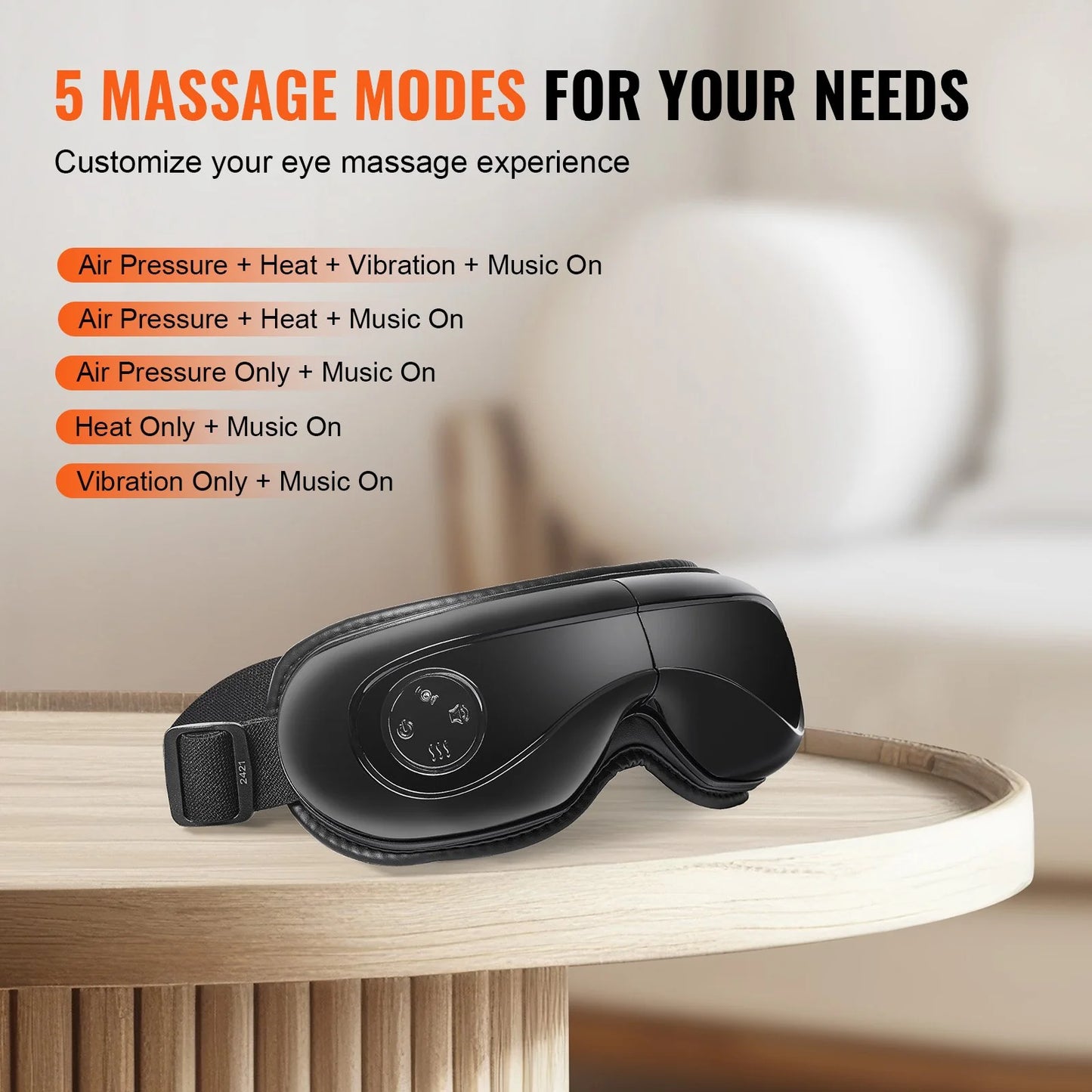 VEVOR Heated Eye Massager: 5 Modes, Bluetooth Music & Remote Control