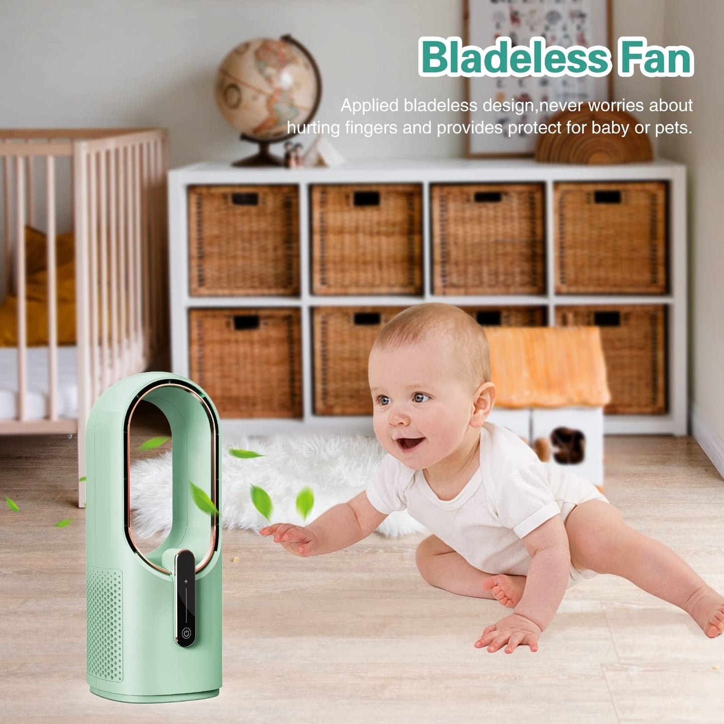Bladeless Desk Fan, 11.8 Inch Portable Small Fan Quiet Table Fan Rechargeable..
