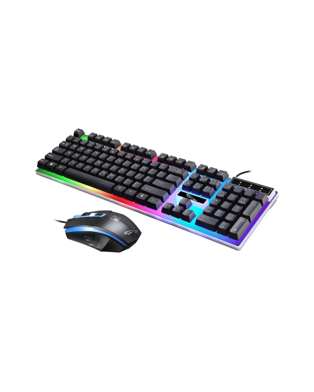 Gaming Keyboard Mouse Combo: Rainbow LED, 104 Key, USB, PC/Laptop