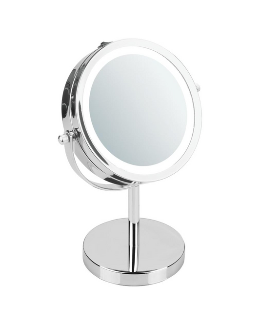 Espejo de tocador iluminado iDesign - Espejo de maquillaje de pie cromado de 25 cm para baño