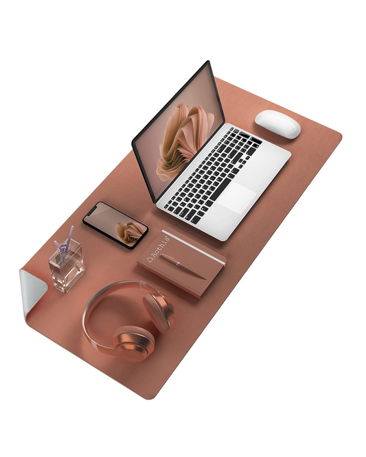 Alfombrilla de escritorio grande de piel sintética de doble cara - Impermeable para oficina y hogar