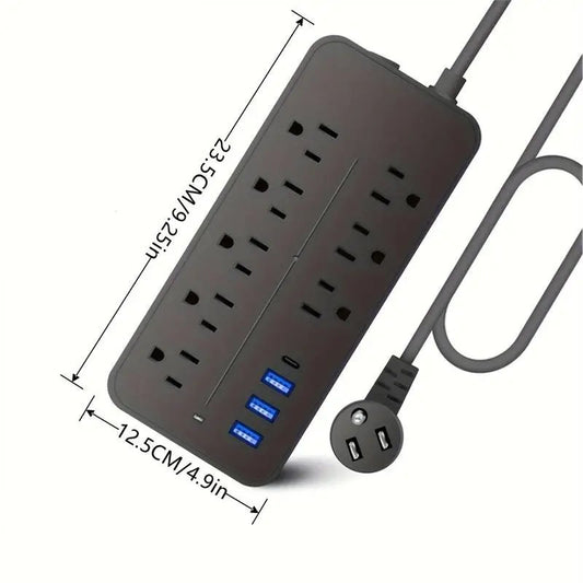 8-Outlet Power Strip with Surge Protection - 3 USB Ports & 1 USB-C