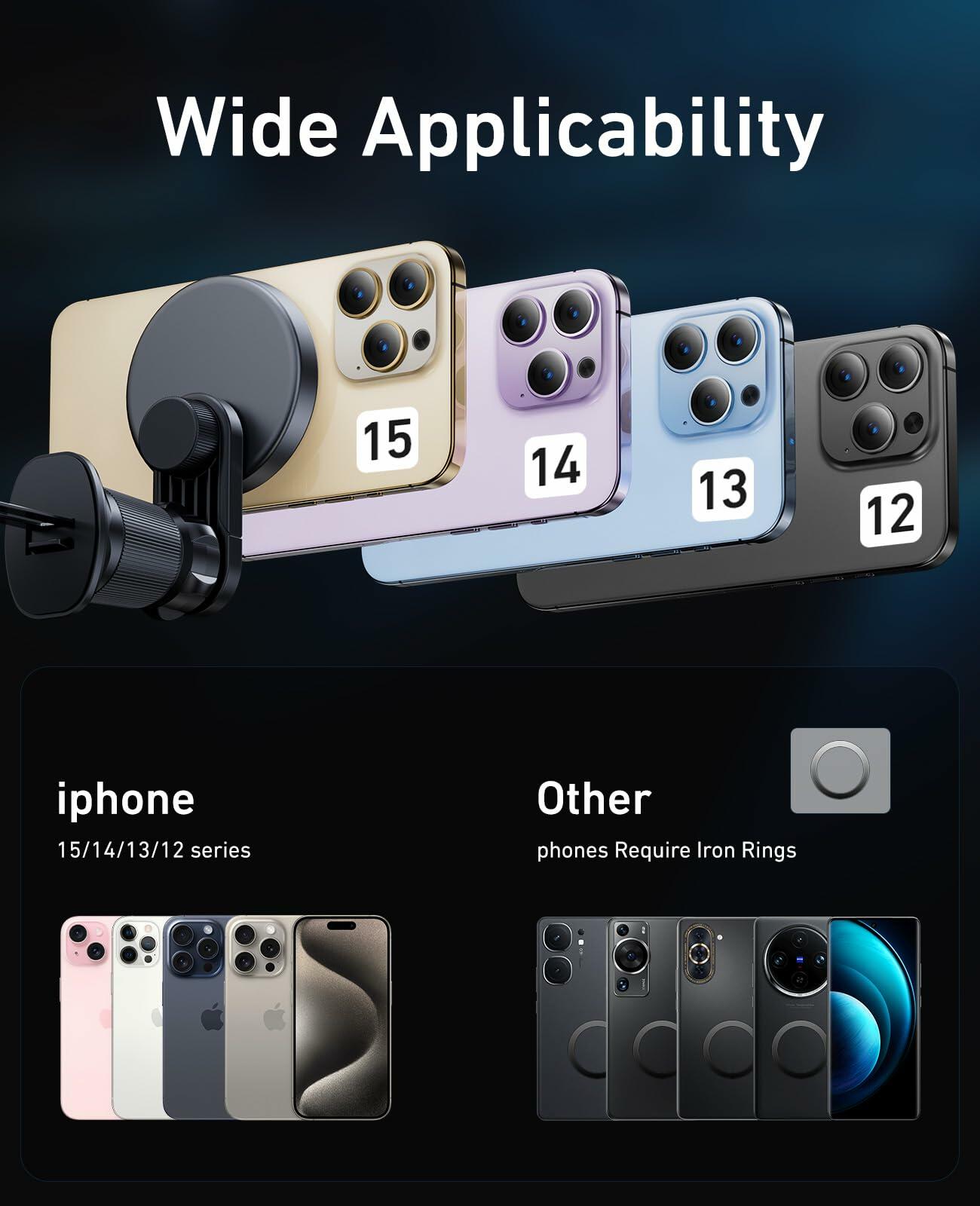 NIYEVN MagSafe Car Mount - 20 Magnets, 360° Rotation Air Vent Holder