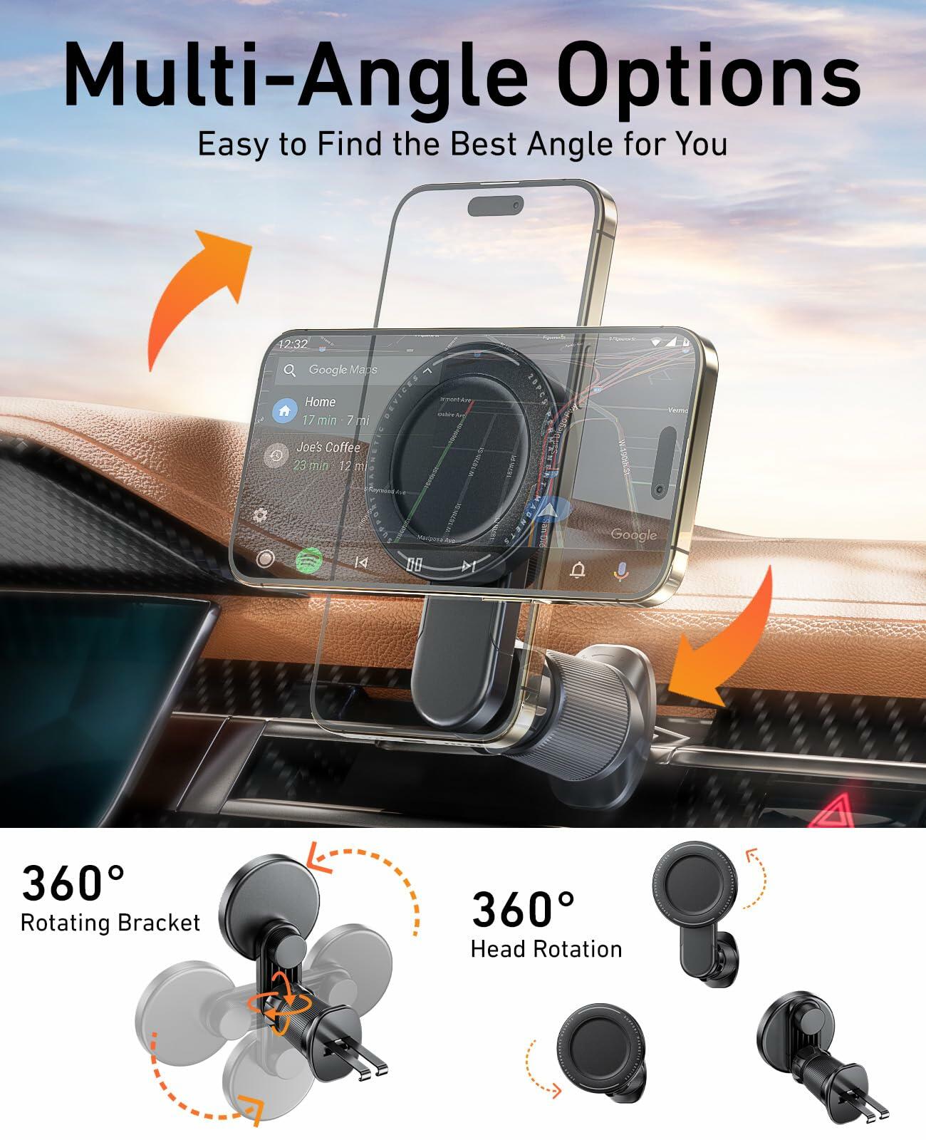 NIYEVN MagSafe Car Mount - 20 Magnets, 360° Rotation Air Vent Holder