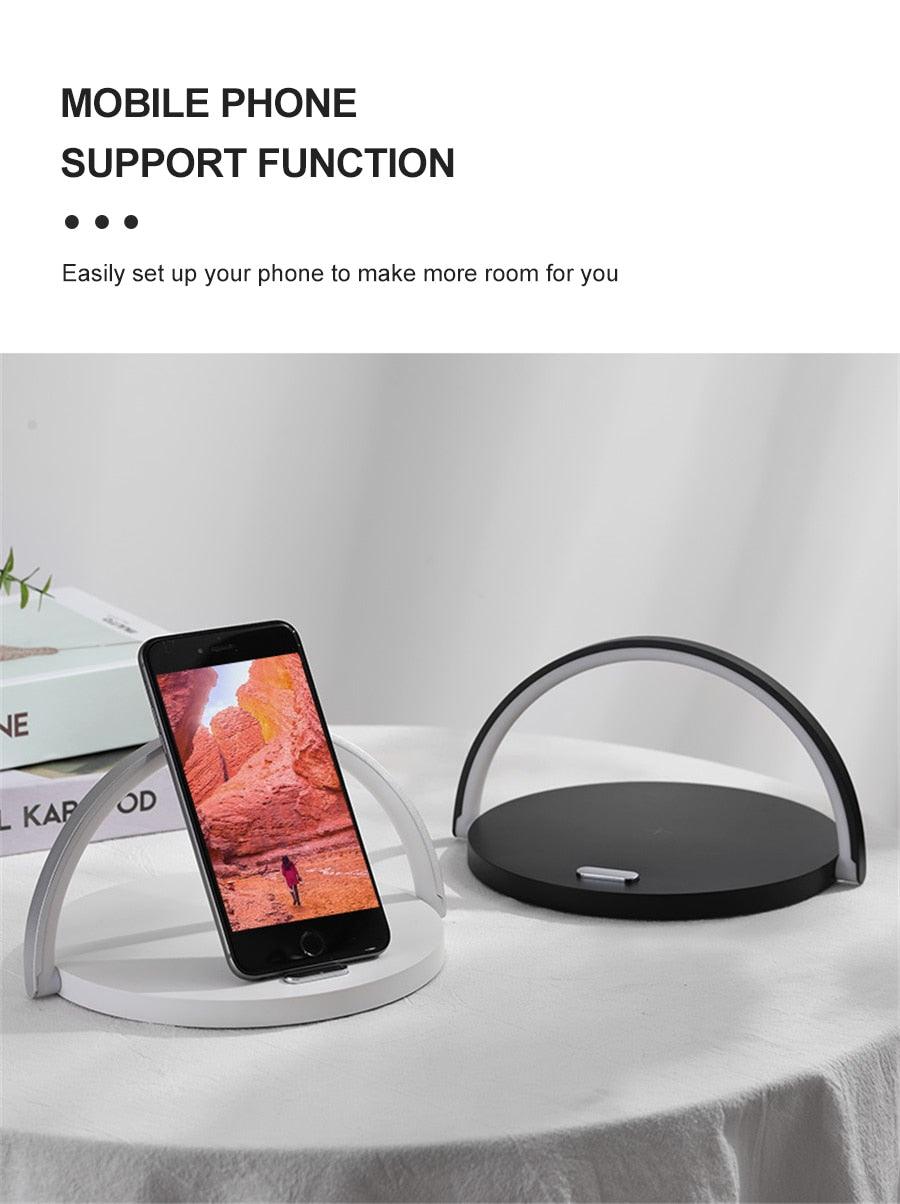 Wireless Charger LED Desk Lamp – 10W Fast Charging, 3-Level Touch Dimming, 180° Phone Holder, Type-C Cable Included