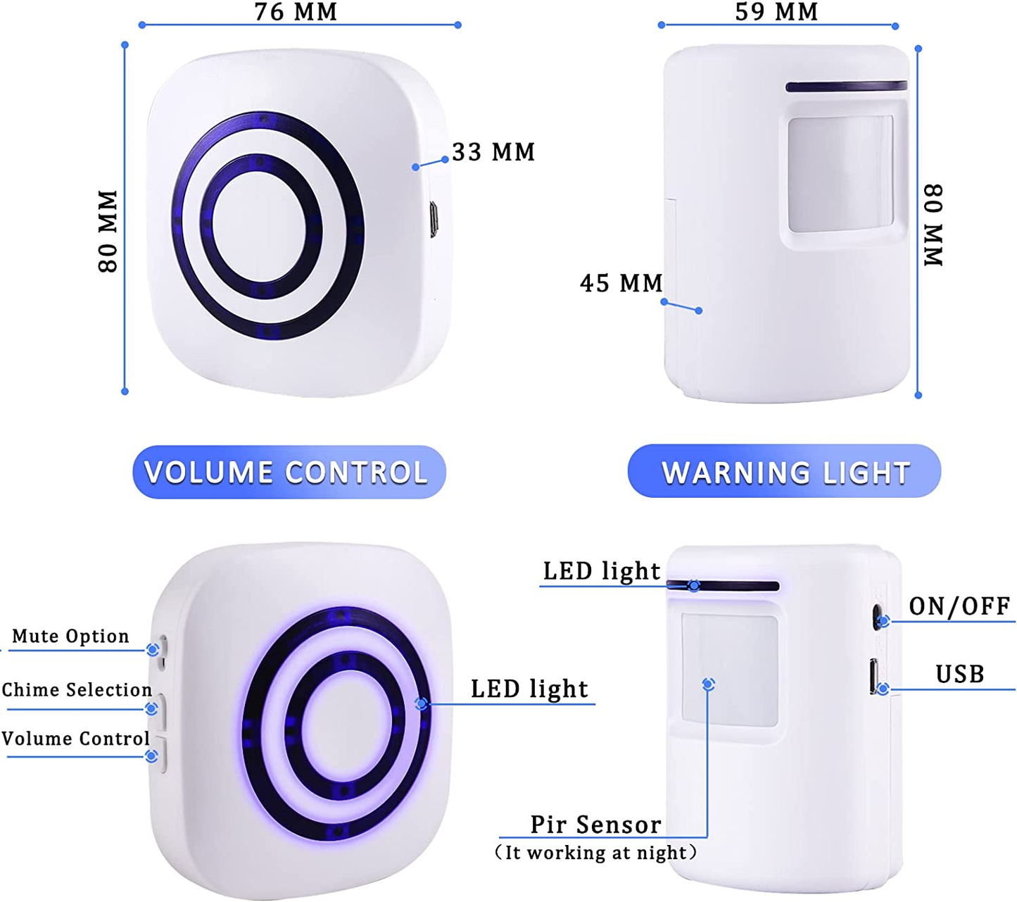 Motion Sensor Alarm,Wireless Driveway Alarm Indoor Home Security Business Detect