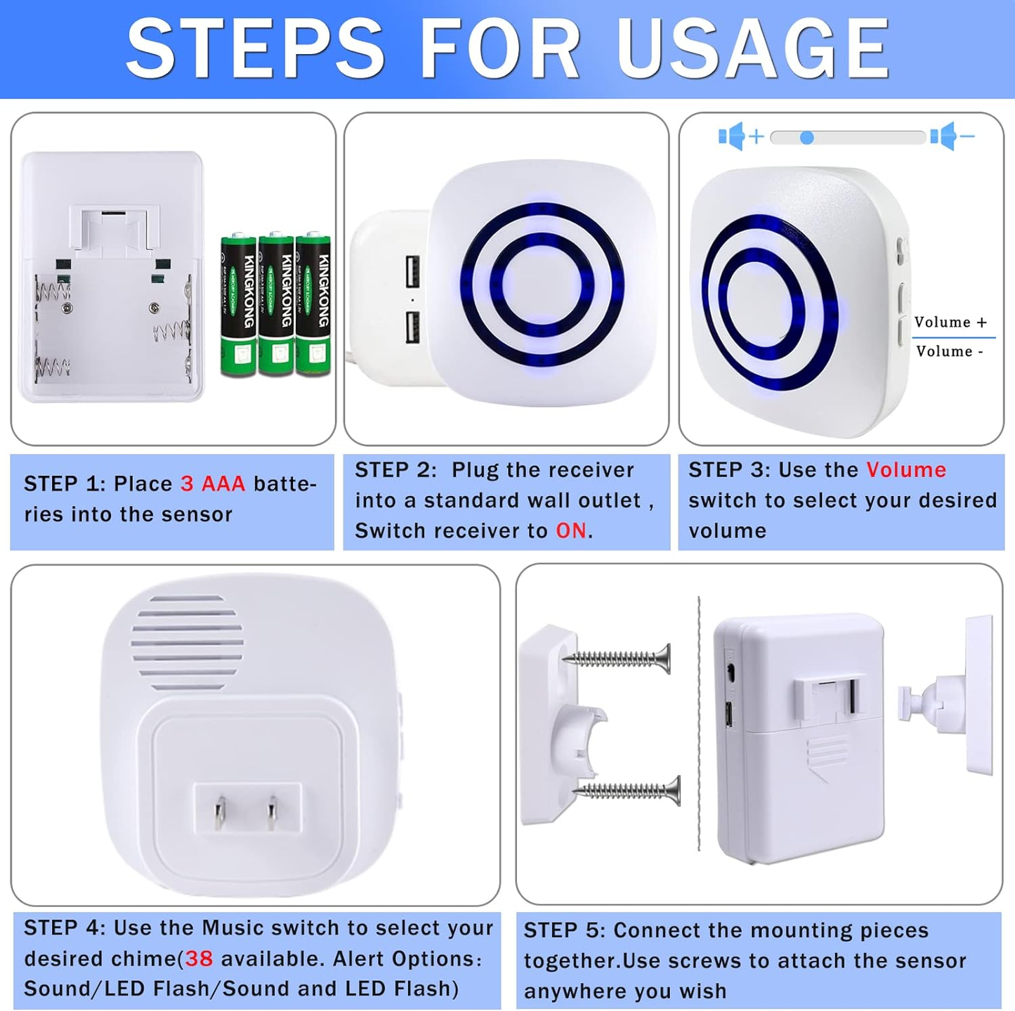 Motion Sensor Alarm,Wireless Driveway Alarm Indoor Home Security Business Detect