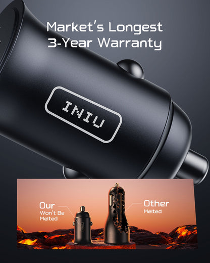 USB C Car Charger Adapter, 60W Total Cigarette Lighter USB Charger for Iphone Samsung, Black
