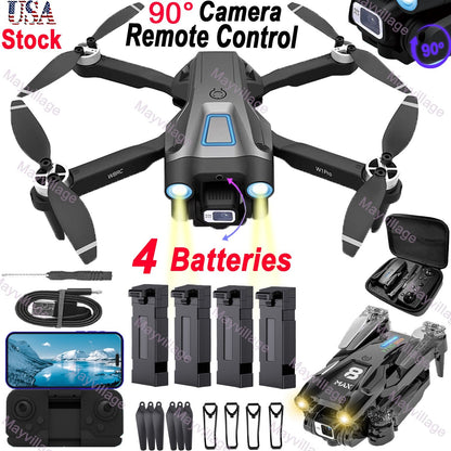 2024 New RC Drone with 4K HD Dual Camera WIFI FPV Foldable Quadcopter +3 Battery