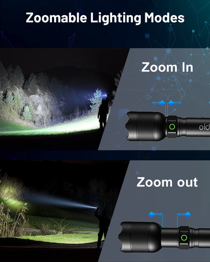 Rechargeable Flashlights with High Lumens, Mini Metal Flashlights for Outdoor,2 Pack (Black)