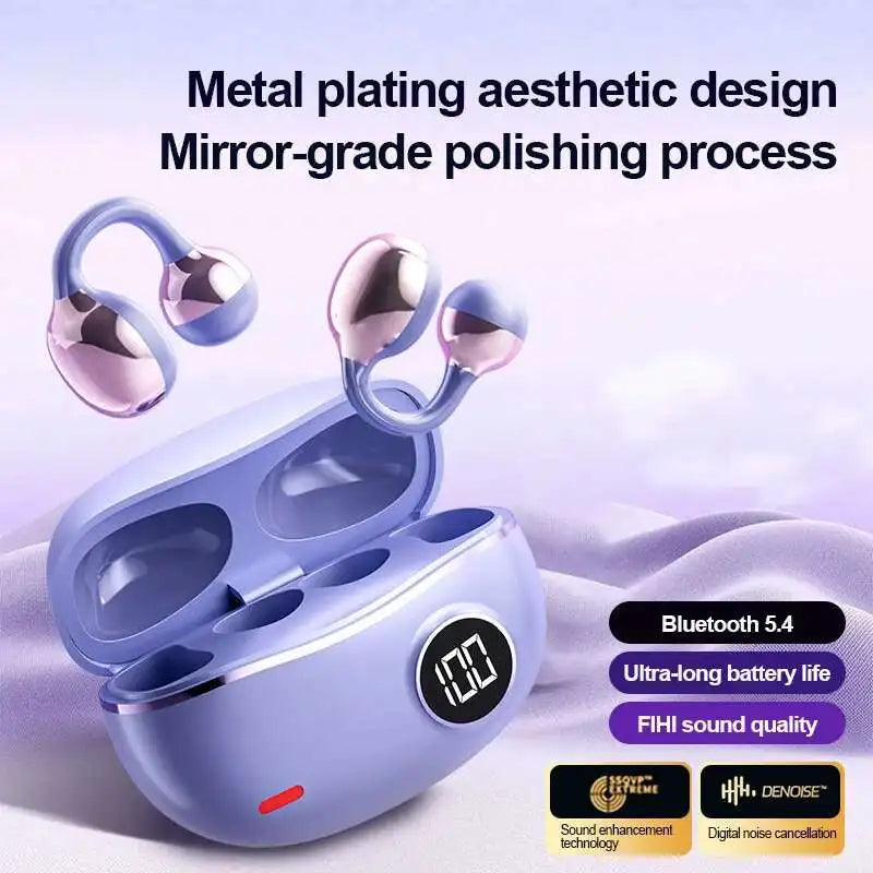 Hi-Fi Stereo Sport Wireless Earbuds Jewelry Clip Customizable Zircon Flash Diamond Ear-Clip Accessories Earphones Suit Girl Gift