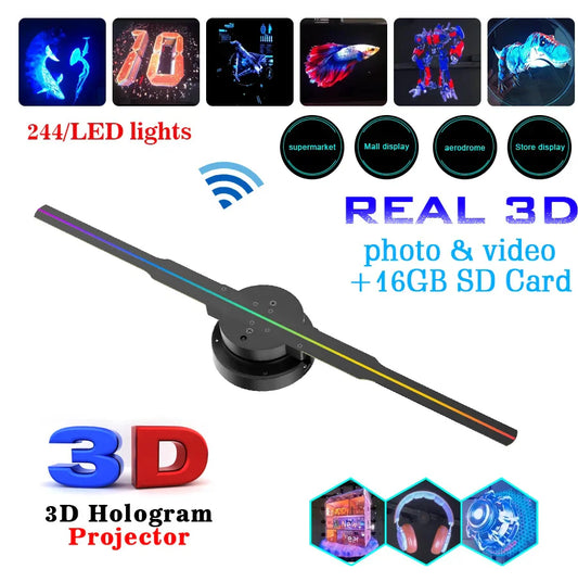 Holographic LED Projector Fan: 3D Display, DIY Sign, Video/Picture