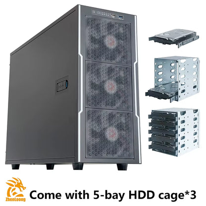 Support X99 Dual X79 Main Board Case Desktop Large Tank Water-Cooled Tower Server Chassis with 9 Optical Drive Spaces