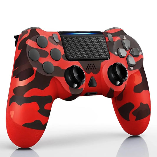 Wireless Game Controller Compatible with P4,Analog Sticks/6-Axis Motion Sensor with Charging Cable- Red Camo