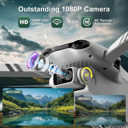 Aerial Drone F10 Pro 2025 GPS Positioning 4K UHD EIS Camera 5G Wifi FPV Brushless Motors Optical Flow Hover Intelligent Obstacle Avoidance Auto Return 360° Stunt Roll Two Batteries