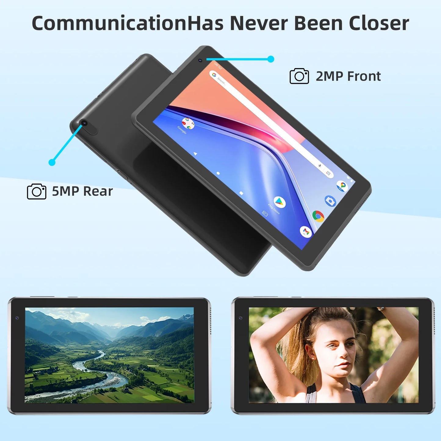 7 Inch Tablet, Android 15 Tablets RAM 6GB+ROM 32GB Quad Core Tablet, IPS Screen, 5.0 MP Camera, Wi-Fi, Bluetooth, GPS, FM Tablet PC Black