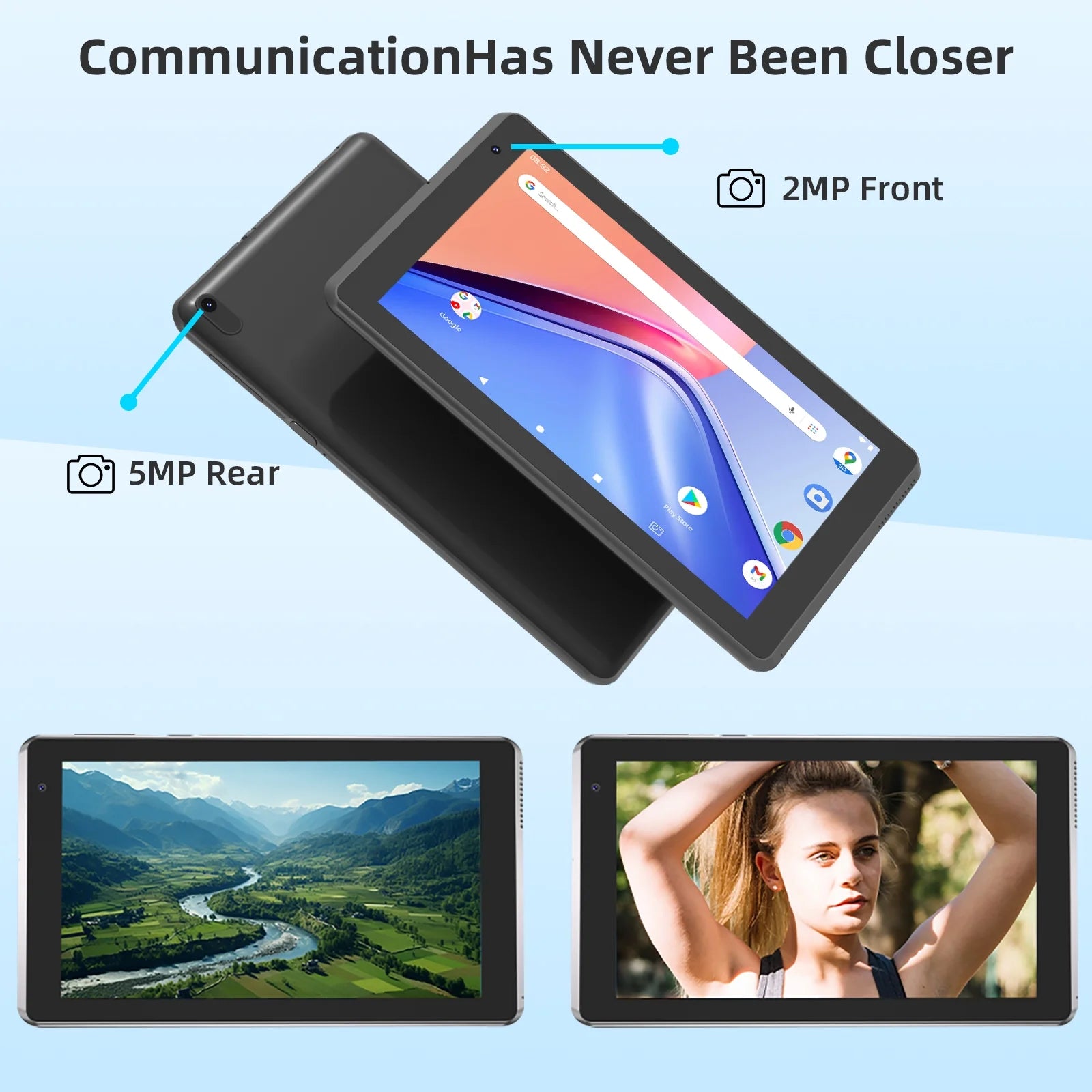 7 Inch Tablet, Android 15 Tablets RAM 6GB+ROM 32GB Quad Core Tablet, IPS Screen, 5.0 MP Camera, Wi-Fi, Bluetooth, GPS, FM Tablet PC Black