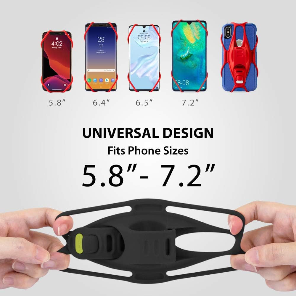 Bike Tie 3, Bike Cell Phone Mount for Handlebar, Scratch-Free Silicone Holder with Anti-Slip Design, Universal Cycling Phone Holder Compatible with Most Smartphones (Black - Handlebar)