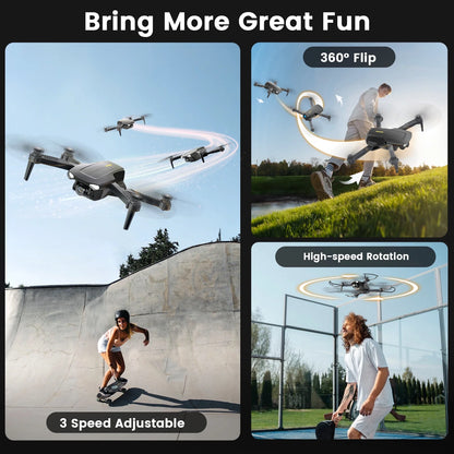 Drone with Camera for Kids 8-12, WF11 1080P Foldable Quadcopter with FPV Transmission, 2 Batteries, Black