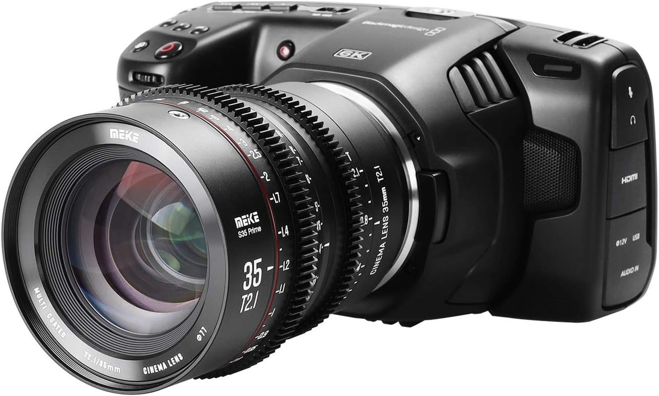 35Mm T2.1 S35 Manual Focus Wide Angle Prime Cinema Lens for Canon EF Mount and EOS C100, C200, C300 Mark III, Zcam E2-S6 6K