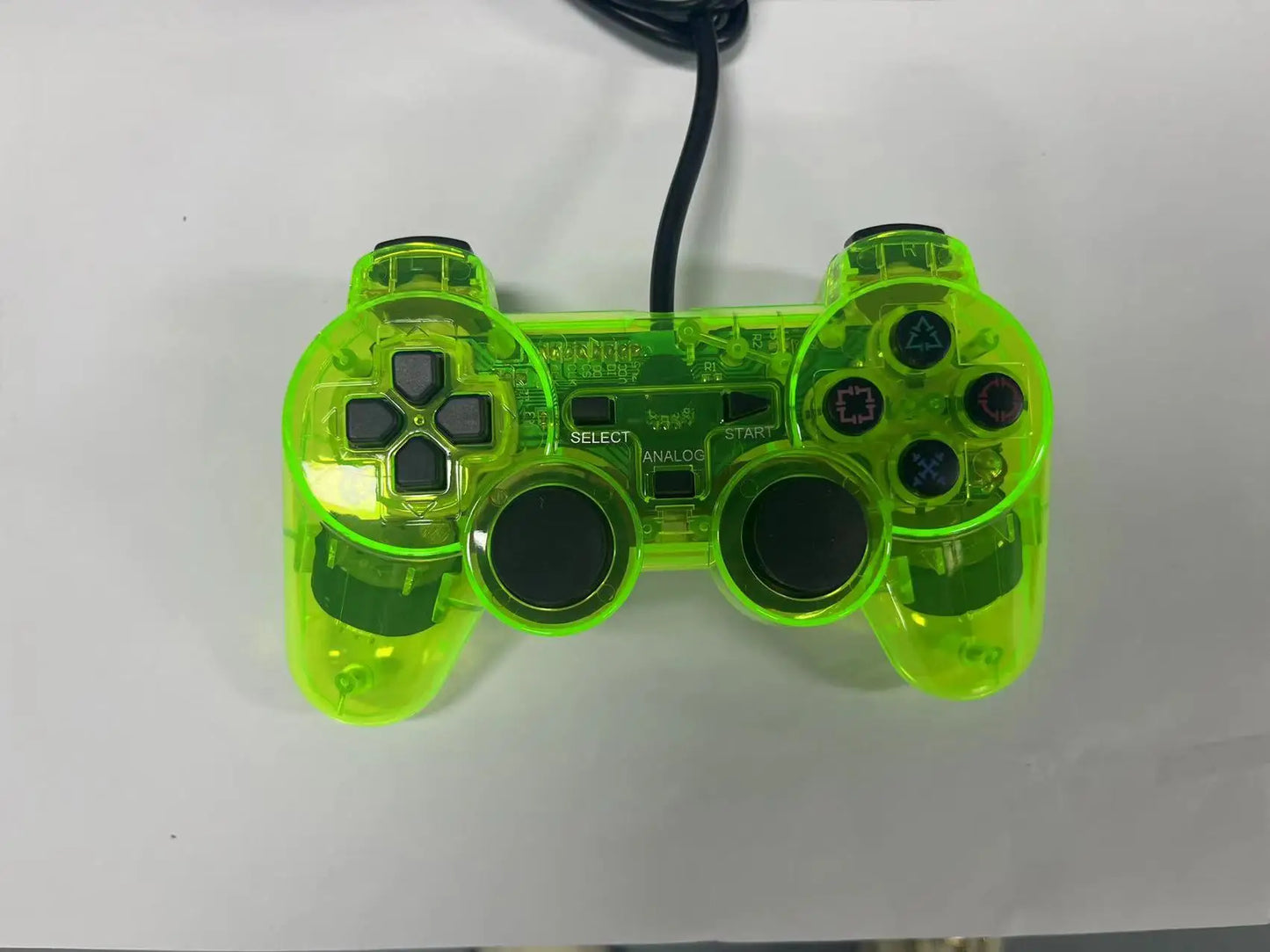 For Sony PS2 Wired Game Controller with Dual Vibration Transparent Color Snowflake Button PS2 Game Controller