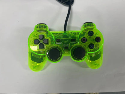 For Sony PS2 Wired Game Controller with Dual Vibration Transparent Color Snowflake Button PS2 Game Controller