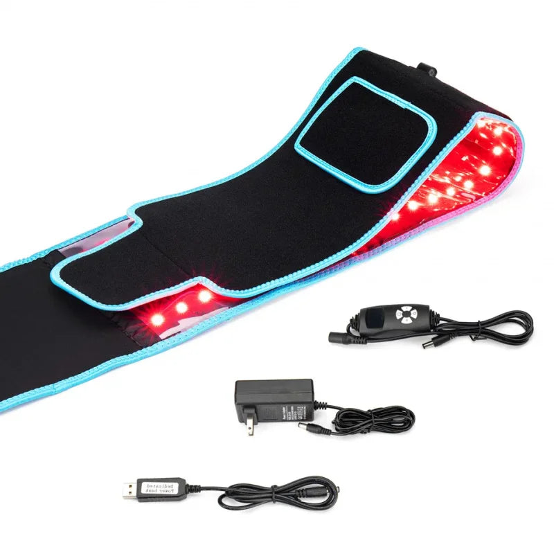 Red Light Waist Massager Belt – 126 LEDs, 640nm Therapy, 50°C Heat Compress, USB Charging