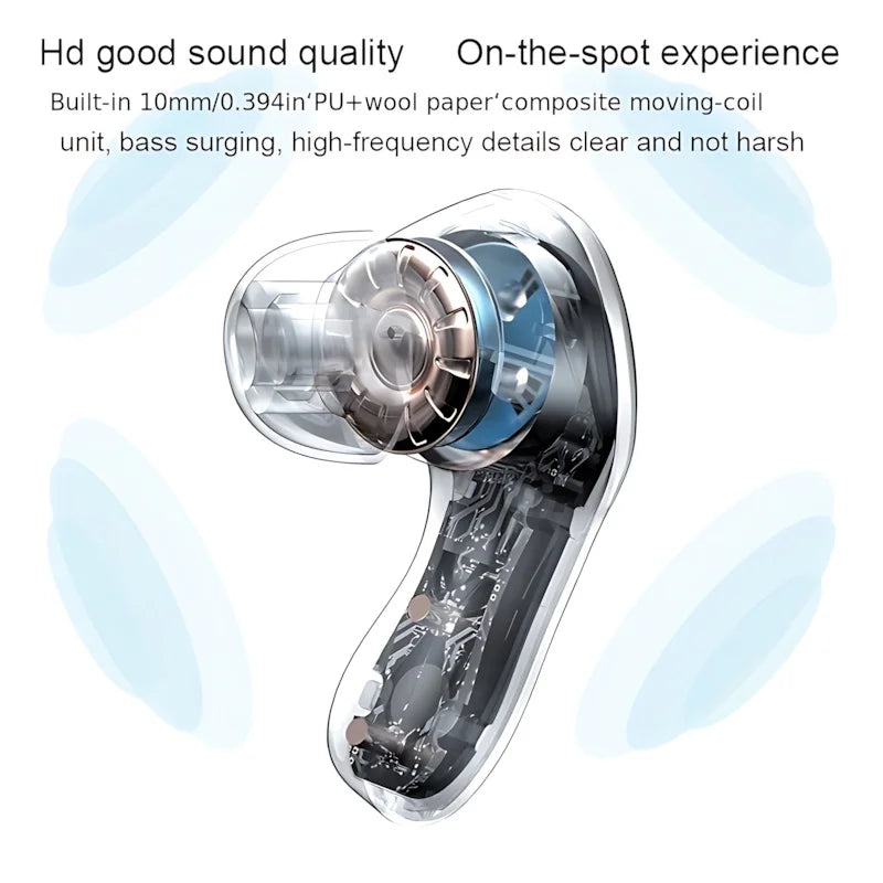 T8 PRO Tws Bluetooth Earbuds Transparent with LED Digital Display Wireless In-Ear Earphone for Xiaomi Huawei Iphone Headphone
