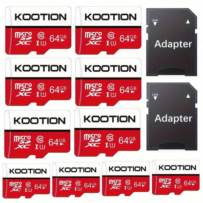KOOTION High-Speed TF microSD Card Multi-Pack – UHS-I U1 C10 Memory Cards with SD Adapter, Full HD 1080P Recording, Up to 90MB/s Read, For Phones, Cameras, Drones & Dash Cams