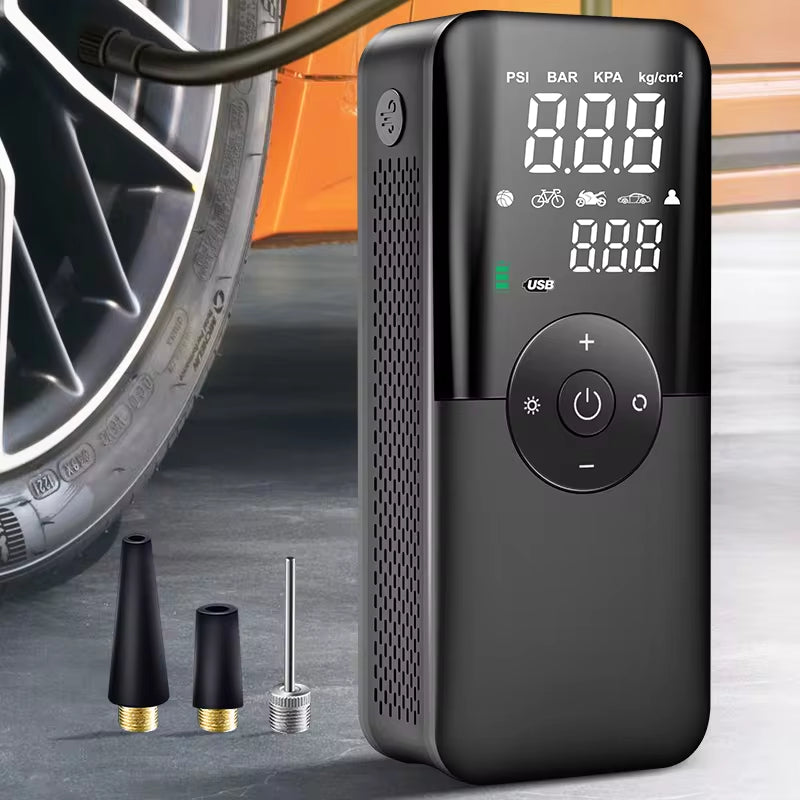 Rechargeable Portable Tire Inflator: Digital, Cordless, Car/Bike/Ball Air Pump