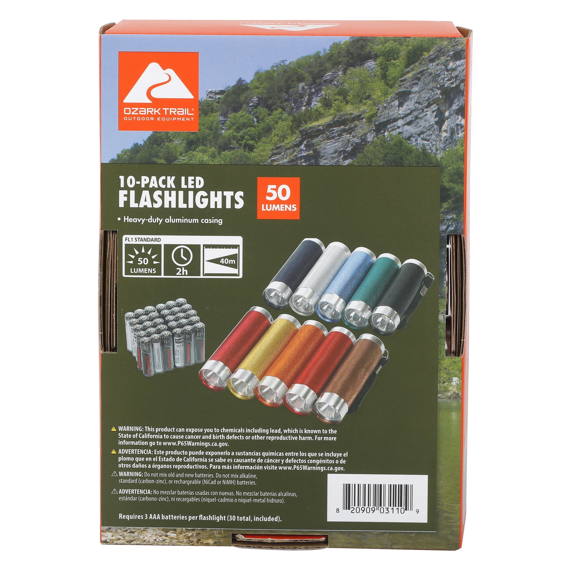 LED Flashlights 10-Pack 50 Lumens Multicolor Compact Set for Camping