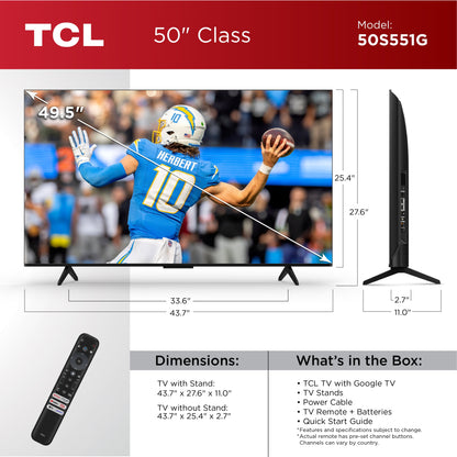 50” Class S5 (50S551G) 4K UHD HDR LED Smart TV with Google TV (NEW 2024)