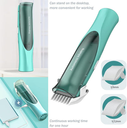 Cordless Vacuum Hair Clipper for Baby,Wireless Beard & Hair Trimmer,Rechargeable Waterproof Home Haircut Kit Kids & Men, Automatic Hair Suction, with Professional Hair Scissors