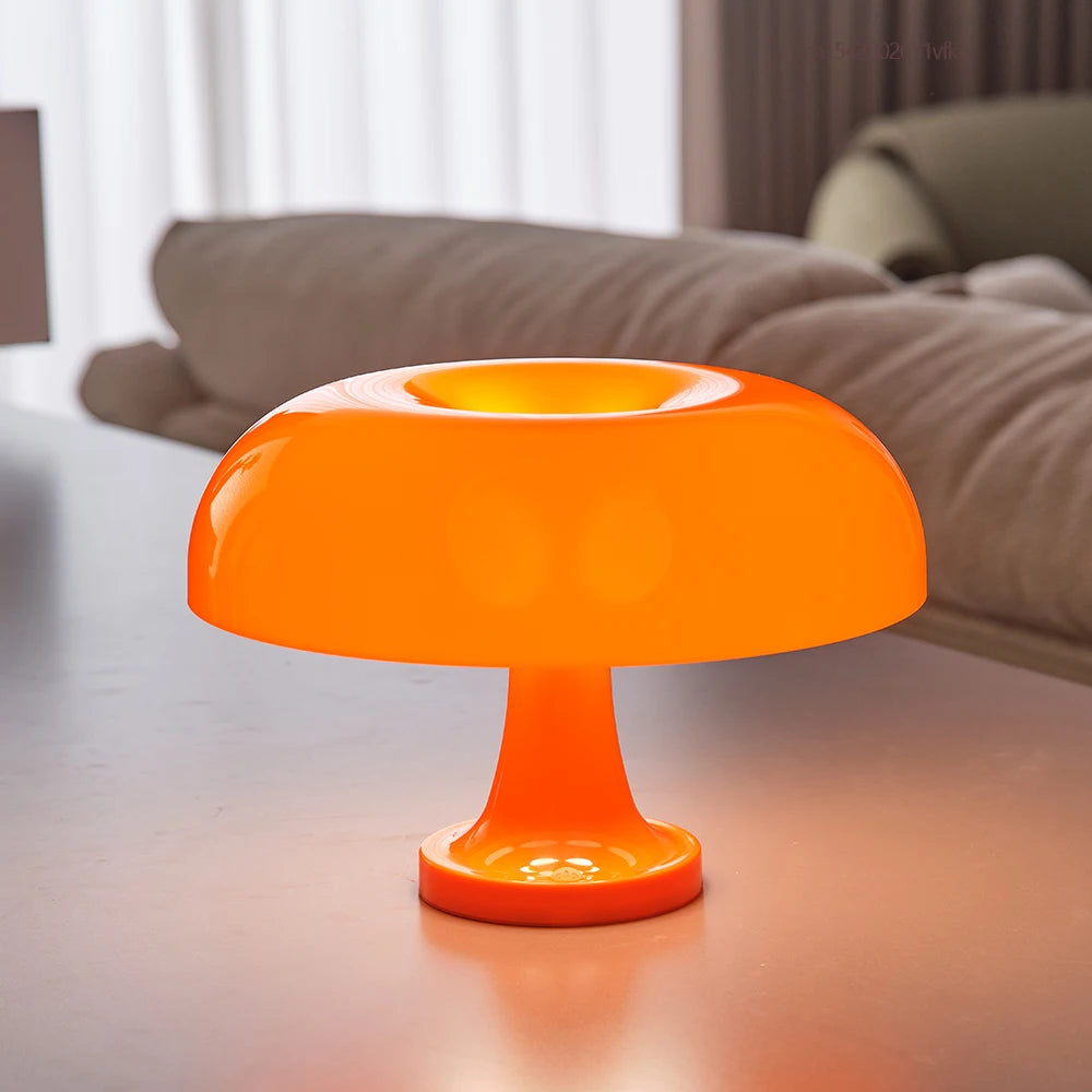 Bauhaus Mushroom Table Lamp: Orange Accent Light