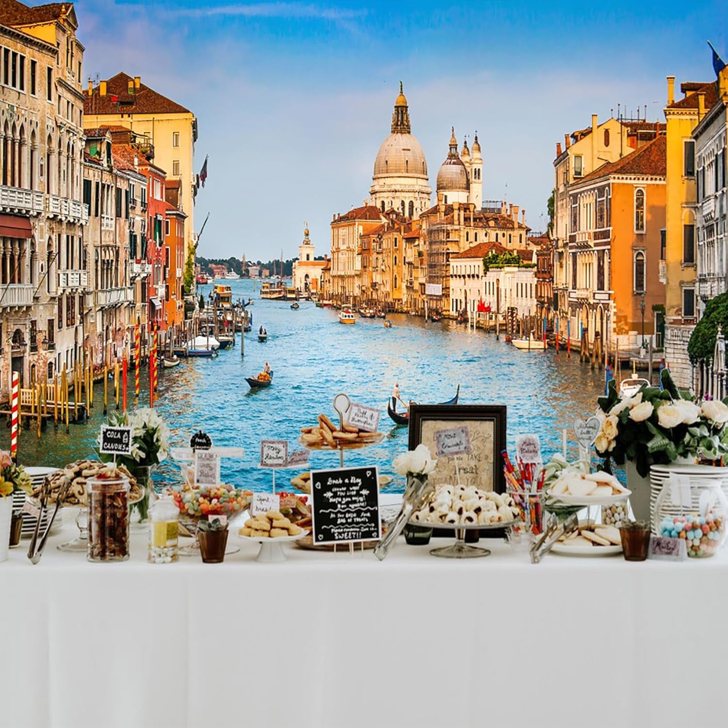 9X6Ft Venice Town Backdrop Historical Culture Scenery Photography Background Italy Watery City Rivers Blue Sky Children Kids Adults Portraits Backdrops Photo Studio Props