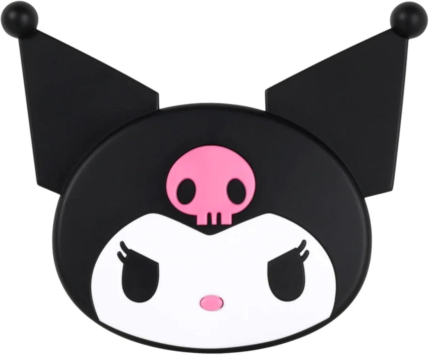 Impressions Vanity Kuromi LED Compact Mirror for Purse, Travel Lighted Makeup Mirror with 3X Magnification, Adjustable Brightness, Soft Touch Sensor Button, and Kuromi Figural Shaped Design