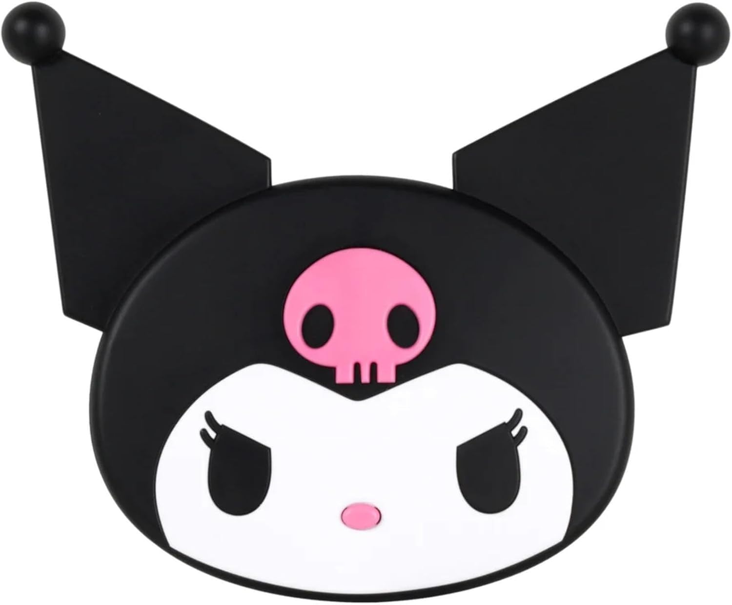 Impressions Vanity Kuromi LED Compact Mirror for Purse, Travel Lighted Makeup Mirror with 3X Magnification, Adjustable Brightness, Soft Touch Sensor Button, and Kuromi Figural Shaped Design