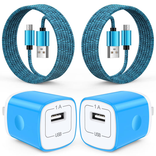 2 Pack Micro USB Cable with Android Charger,  6FT USB a to Micro Cable High Speed Fast Charging Cable, Usb Cable Micro with USB Wall Charger Fast Charger Adapter Plug, Android Charger Block