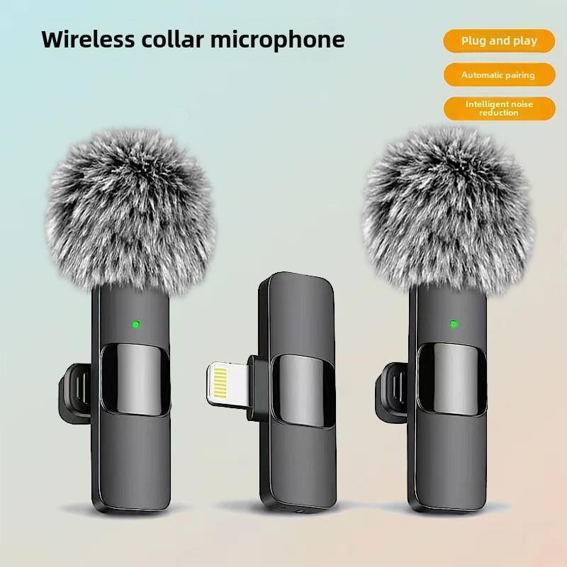 Wireless Lavalier Microphone, Rechargeable Microphone, Cordless Omnidirectional Condenser Recording Mic for Video Recording, Teaching, Interviews
