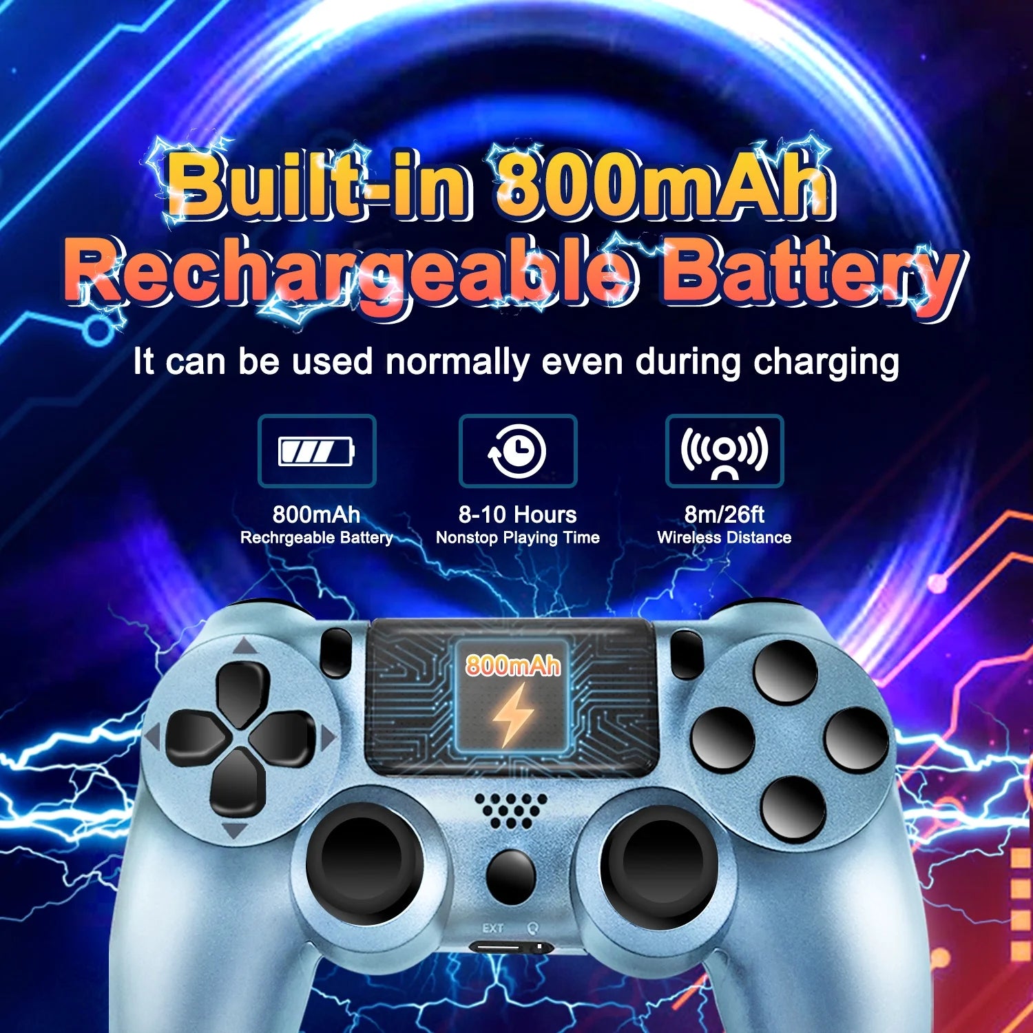 2 Packs Wireless Controller for P4,Wireless Bluetooth P4 Controller Remote,Rechargeable Gamepad Compatible with P4/Slim/Pro,With Double Shock/Audio/Six-Axis