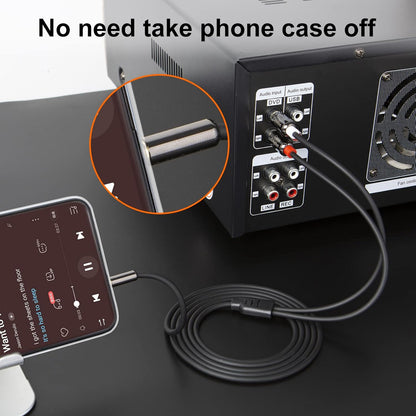 RCA Audio Cable 3.5Mm Male to 2-Male RCA Cable, Y Splitter Design Stereo Audio RCA Male Cable, 3 Meters, Black