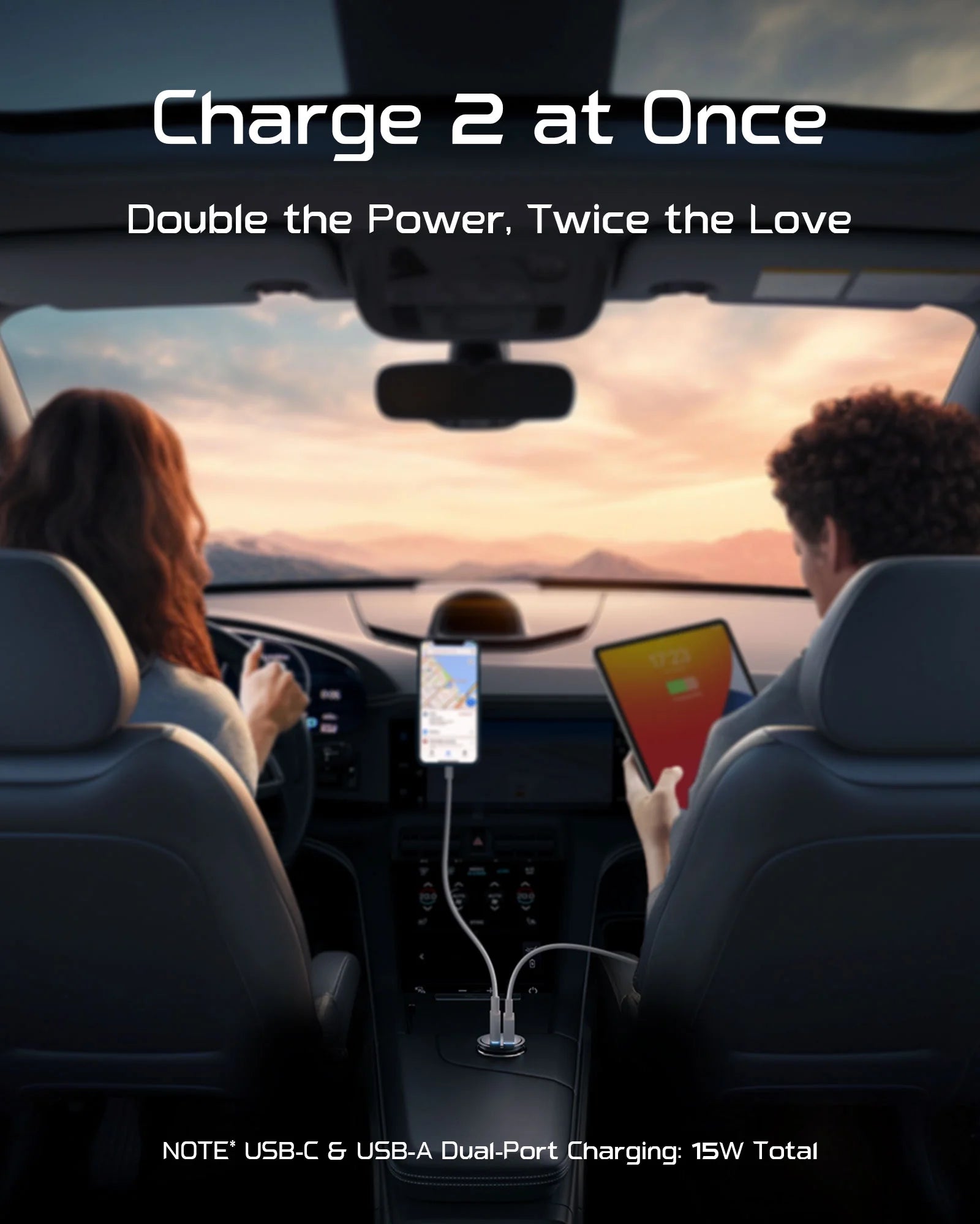 USB C Car Charger Adapter, 60W Total Cigarette Lighter USB Charger for Iphone Samsung, Black