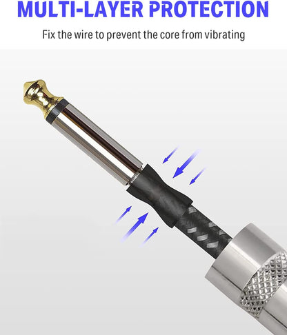 Guitar Cable 10 Ft, Electric Instrument Cable Bass Amp Cord for Electric Guitar Bass Amplifier Audio, 1/4" Right Angle to Straight, Black White