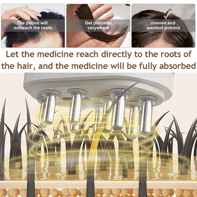 Microcurrent Head Scalp Massager Oil Applicator Comb Red Light Therapy Vibration Massage Liquid anti Hair Loss Comb Medicine