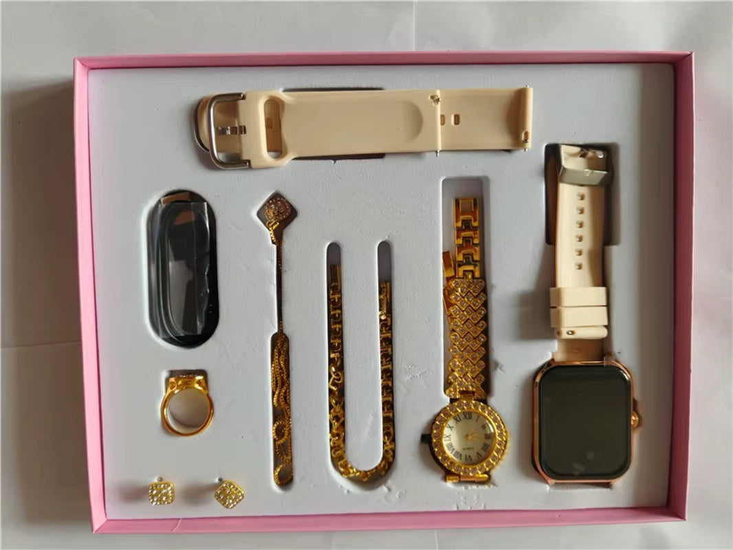 A58 plus Women Smart Watch Bluetooth Call Sports Fitness Electronic Smartwatch Women'S Jewelry Diamond Set T 8-In-1 Earrings