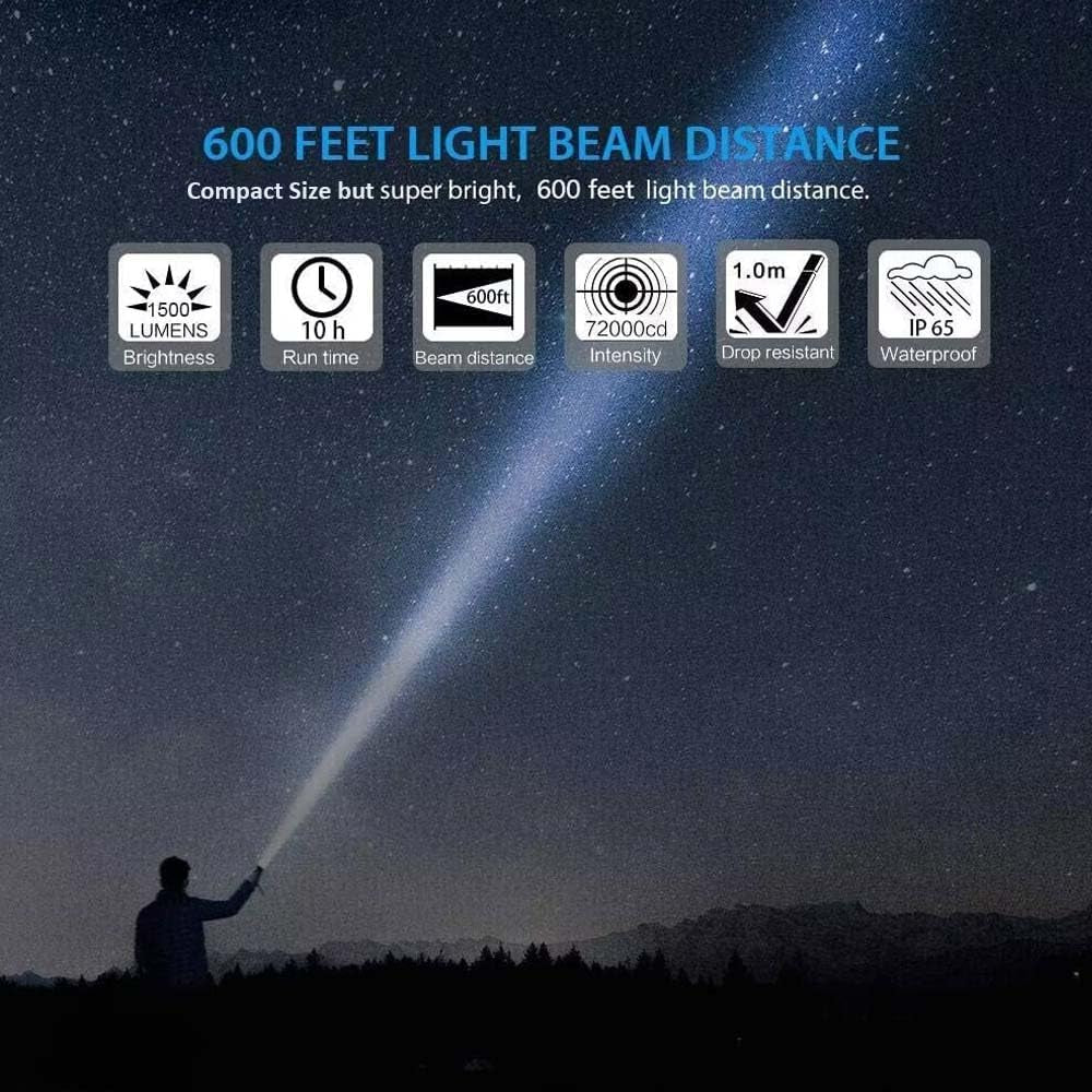 Flashlight USB Rechargeable, Magnetic LED Flashlight, Super Bright LED Tactical Flashlight with Cob Sidelight, Waterproof, Zoomable Best Small LED Flashlight for Camping, Emergency Flashlights