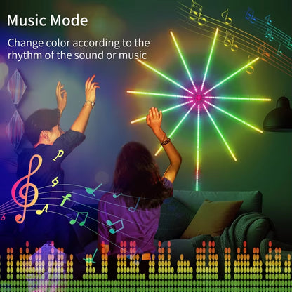 Fireworks LED String Lights USB 5V RGBIC Strip Lights for Festival Wedding Christmas Party Decor Music Sync Dream Meteor Lamp