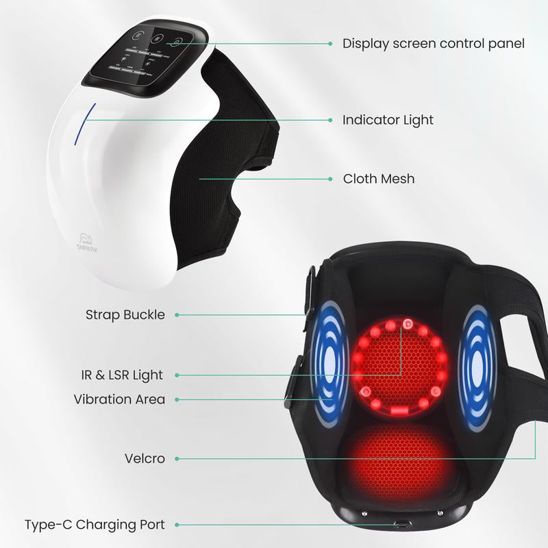 Snailax Cordless Knee Massager with Heat, 3 Vibration Modes & 3 Heating Levels, LED Touch Screen, Ergonomic Design, Gifts for Men & Women